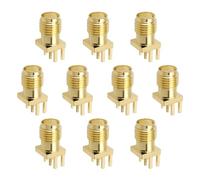 EMSea 10 Piezas SMA Hembra Recto PCB Montaje Conector RF Adaptador 1,6 Mm Clip Borde Montaje Hembra Conector Puerto RG58 RG142 RG223 Enchufe Dorado