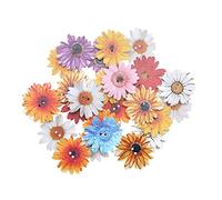 EMSea 100 botones de madera de flores decorativas de crisantemo con 2 agujeros, botones de margaritas coloridas de 25 mm, botones de crisantemo para manualidades, ropa de costura, manualidades