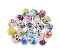 EMSea 100 cuentas redondas de cerámica de 10 mm, cuentas de porcelana de flores coloridas, agujero de 3 mm para hacer aretes, pulseras, collares, joyas