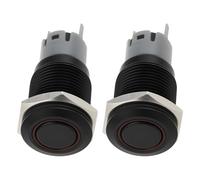 EMSea 2 botones momentáneos LED de 16 mm, 5 pines, 12 V, IP67, interruptor de metal impermeable para coche y barco, LED rojo