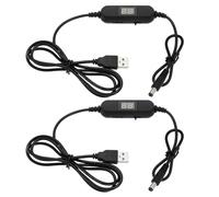 EMSea 2 cables USB de voltaje ajustable de 5 V a 1,5 V 3 V 4,5 V 6 V 7,5 V 9 V 12 V 5,5 x 2,1 mm, cable de alimentación USB convertidor con LED Dislpay para juegos de juguete lámpara LED