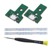 EMSea 2 Piezas Placa de Interfaz JDS-030 Y Cable de Cinta de 12 Pines Compatible con PS4 Pro/Slim Conjunto de Puerto de Carga de Repuesto para Controlador Inalámbrico