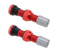 EMSea 2 válvulas de aire de aleación sin cámara de 40 mm, base redonda, pequeñas válvulas para bicicleta de carretera, vástago de válvula sin cámara, color rojo (con tapas)