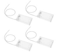EMSea 4 cajas de soporte de batería de 2 AA, transparente, con interruptor de encendido/apagado, cables de extensión, cables, clip de resorte, carcasa transparente