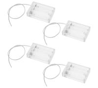 EMSea 4 cajas de soporte de batería de 3 AA, transparente, con interruptor de encendido/apagado, cables de extensión, cables, clip de resorte, carcasa transparente