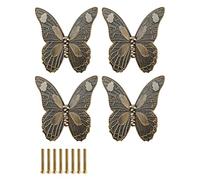 EMSea 4 manijas de cajón de mariposa creativa perilla de cajón en forma de mariposa perilla de gabinete manijas para gabinete cajón armario armario caja de madera 85 x 80 x 20 mm bronce verde