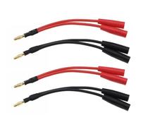 EMSea 4 Piezas Conectores Macho Tipo Banana de 4mm A 2 Enchufes Hembra Adaptador de Enchufe Tipo Banana de 14AWG Cable Separador de Conector Tipo Banana para Aviones con Control Remoto