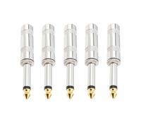 EMSea 5 conectores macho mono TS chapados en oro de 1/4 rectos de 6,35 mm para altavoz y guitarra