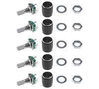 EMSea 5 kits con módulos de codificador giratorio de 360 grados, EC11, potenciómetro digital, interruptor de botón pulsador, eje de 5 pines, 20 mm, con tapa de botón negra