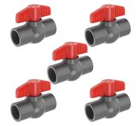 EMSea 5PCS Válvula de bola de PVC Diámetro del orificio Válvula de cierre del extremo del zócalo de PVC utilizada en piscinas de riego Plomería comercial Acuarios Rojo Gris 20 mm