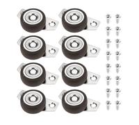 EMSea 8pcs Ruedas Giratorias Laterales Pequeñas de 1,25 Pulgadas Ruedas Rígidas Fijas No Giratorias Ruedas de Goma con Placa de Acero Adecuadas para Cajones Bandejas Y Proyectos de Bricolaje