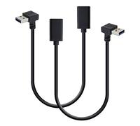 EMSea Cable USB 3.0 de Datos de extensión Macho a Hembra de 90 Grados hacia Arriba y hacia Abajo, Cable de 30 cm, Velocidad de Transferencia de Datos de 5 Gbps, Paquete de 2