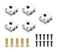 EMSea Juego de 5 Bloques Calefactores Y Boquilla de Latón de 0,4 Mm Compatible con E3D V6 Volcano de 1,75 Mm Filamento