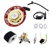 EMSea Kit de Servicio de Carburador Compatible con Honda GX140 GX160 GX200 (carburador Juntas Arranque de Retroceso Bobina de Encendido Bujía Filtro Aire E Interruptor de Parada)