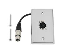 EMSea Placa de Pared XLR Sin Soldadura de Acero Inoxidable de 11,4 X 7 Cm Placa de Pared XLR de 1 Puerto Placa de Pared de Audio Hembra A Hembra con Cable Flexible de 20 Cm