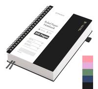 EMSHOI Cuaderno A4 rayado, cuaderno en espiral, 300 páginas/150 hojas para escribir, 100 g/m², papel rayado, tapa dura, PVC, para trabajo, oficina, escuela, 21,5 x 27,9 cm, color negro