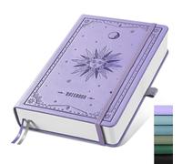 EMSHOI Cuaderno A5, Bullet Dot Journal, 320 páginas numeradas, papel de 100 g/m², tapa dura de piel con 1 bolsillo interior, adecuado para mujeres, escuela, trabajo, diario, 14,5 x 21 cm, color morado
