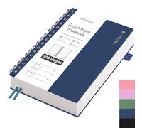 EMSHOI Cuaderno A5 cuadriculado, cuaderno espiral con 300 páginas/150 hojas, papel cuadriculado de 100 g/m² para escribir, tapa dura de PVC, cuadernos para escuela, trabajo, dibujo, viaje, 14,5 x 21