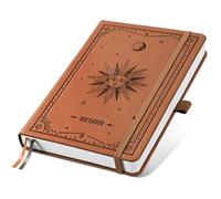 EMSHOI Cuaderno de cuadrícula gráfica, 192 páginas, tamaño mediano A5 (5.7 x 8.3 pulgadas), para la escuela, tomar notas, matemáticas, ingeniería, grabado solar, tapa dura de cuero, papel grueso de