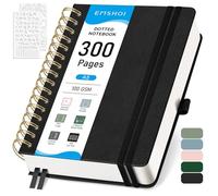 EMSHOI Cuaderno de puntos A5, bloc de notas en espiral, 150 hojas/300 páginas, 100 g/m², tapa dura, plantillas, bolsillo, bucle para bolígrafo, regla, marcapáginas, diario de cuadrícula de puntos
