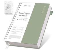 EMSHOI Cuaderno de puntos B5, bloc de notas en espiral, 150 hojas/300 páginas, 100 g/m², cubierta de PVC, plantillas, bolsillo, lazo para bolígrafo, regla, marcapáginas, diario de cuadrícula de puntos