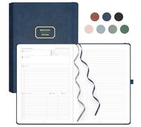 EMSHOI Cuaderno de reuniones A4 Organizador de proyectos - Bloc de notas de tapa dura de 24 páginas con notas adhesivas, papel de 1 g/m², lazo para bolígrafo, bolsillo interior, diario de cuero para