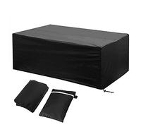 Emsmil Funda Mesa Jardín Exterior Impermeable 242x162x100cm Resistente al Polvo Fundas Mesas Jardin Rectangular Protectora Muebles Conjuntos Terraza Silla Sofás Cubierta Oxford Negro