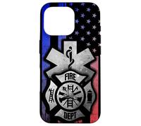EMT EMS Fire Rescue USA Firefighter - Bandera Estadounidense Envejecida Carcasa para iPhone 16 Pro