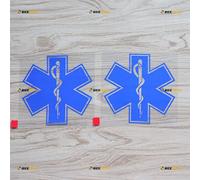 EMT Star of Life - Pegatina de vinilo para emergencias médicas de emergencia, paquete de 2 unidades, color azul, 6 pulgadas, sin fondo para taza de coche, barco, portátil