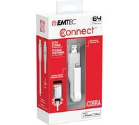 Emtec 64GB USB3.0 iCOBRA Unidad Flash USB USB Type-A/Lightning 3.0 (3.1 Gen 1) Blanco - Memoria USB (64 GB, USB Type-A/Lightning, 3.0 (3.1 Gen 1), Tapa, Blanco)