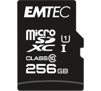 EMTEC ECMSDM256GXC10GP - Tarjeta microSD de Clase 10, Gama Elite Gold - UHS-I U1 - con Adaptador de Rendimiento, Velocidad de Lectura de hasta 90 MB/s, Color Negro y Dorado - 256 GB