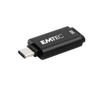 EMTEC - Memoria USB Tipo C 32GB 3.2 Compatible con USB 2.0 y 3.1 - ECMMD32GD403 - Flash Drive rápido hasta 80MB/s - Llave Ultra Ligera - Tapa Ajustable en la Parte Posterior - Negro