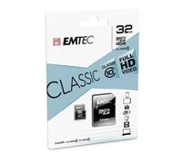 EMTEC - Tarjeta microSD 32 GB Clase 10 con adaptador SD, velocidad de lectura hasta 20 MB/s para cámaras y móviles