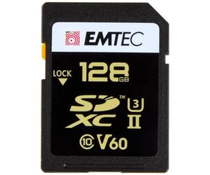 EMTEC - Tarjeta SDXC UHS-II U3 V60 SpeedIN Pro+ ECMSD128GUHS2V60 - Tarjeta de Memoria - Fotos en ráfagas, vídeos Full HD, 3D, 4K, 8K UHD - Capacidad de Almacenamiento de 128 GB, 128 GB - 2 Filas Pin