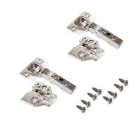 Emuca 1013307 Pack de 2 bisagras de cazoleta Ø35mm 100° cierre suave para puerta solapada y suplementos para atornillar con regulación excéntrica