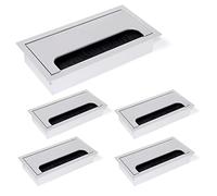 Emuca 5070462 Pasacables rectangulares para encastrar en escritorio/mesa en aluminio anodizado mate (160 x 80 mm), Matt Anodized, 160x80 mm