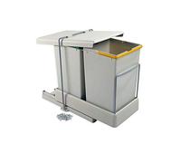 Emuca 8077221 8077221- Contenedores de reciclaje fijación Inferior y extracción automática con 2 vasos de 14 litros