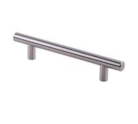Emuca 9156551 Tirador para mueble Ø12mm intereje 128mm en acero acabado níquel satinado, 1 unidad