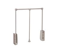 EMUCA - Barra de Armario abatible, Perchero basculante, Colgador abatible para Armario, Anchura Regulable 600-830mm, Acabado Gris Piedra