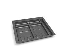 Emuca - Base Recycle para contenedores de cajón cocina, 2 huecos, Base módulo 600mm (536x482mm), Plástico gris antracita.