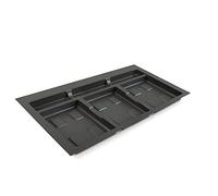 Emuca - Base Recycle para contenedores de cajón Cocina, 3 Huecos, Base módulo 80cm (736x482mm), Plástico Gris Antracita
