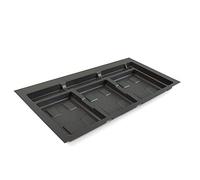 Emuca - Base Recycle para contenedores de cajón cocina, 3 huecos, Base módulo 90cm (836x482mm), Plástico gris antracita