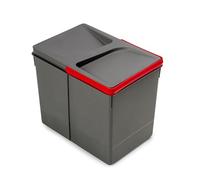 Emuca Cubo de reciclaje para base recortable, 15 L, alto 266 mm, gris