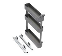 EMUCA - Botellero Lateral extraíble Harmony con Cierre Suave, Altura 150x800mm, Acero y Madera, Gris Antracita