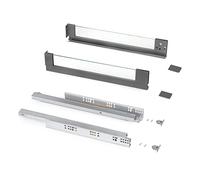 Emuca - Cajón exterior Vertex 40 kg con lateral de vidrio de altura 93 mm, 500 mm, Gris antracita, Acero y Aluminio y Cristal, 1 kit