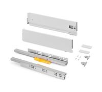 Emuca - Cajones extraibles para cocina Vertex Push Sincro con regulación 3D, H 131mm, 40kg, profundidad 500mm, Acero, Pintado blanco