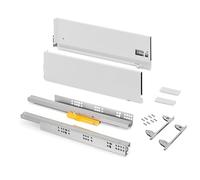 Emuca - Cajones extraibles para cocina Vertex Push Sincro con regulación 3D, H 178mm, 40kg, profundidad 400mm, Acero, Pintado blanco