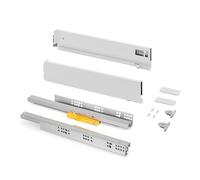 Emuca - Cajones extraibles para cocina Vertex Push Sincro con regulación 3D, H 93mm, 40kg, profundidad 450mm, Acero, Pintado blanco
