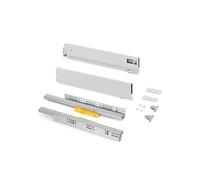 Emuca - Cajones extraibles para cocina Vertex Push Sincro con regulación 3D, H 93mm, 40kg, profundidad 500mm, Acero, Pintado blanco
