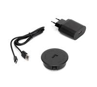 Emuca - Cargador inalámbrico de Superficie para móviles Airtop 2 con USB-A, Ø60mm, 5V DC / 2.1A (USB-10W/Qi-10W), Plástico Negro